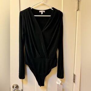 NWT Chelsea 28 cowl body suit drape front amazing fabric pleated